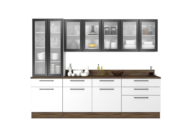 Steel base kitchen cabinet/cupboard with countertop 2 doors/drawers - Exclusive White Flat Pack DIY