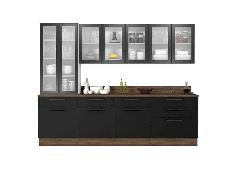 Steel base kitchen cabinet/cupboard with countertop/3 drawers - Exclusive Black Flat Pack DIY