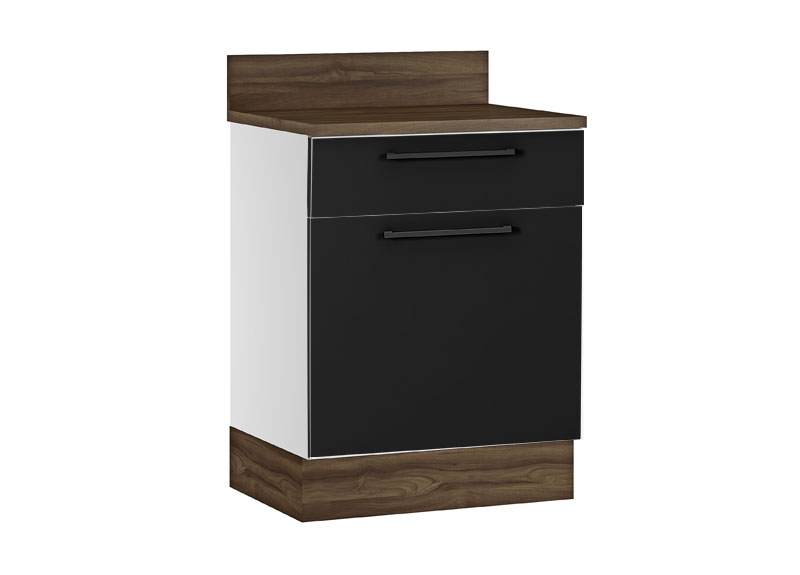 Steel base kitchen cabinet/cupboard with countertop/  drawer & door - Exclusive Black Flat Pack DIY