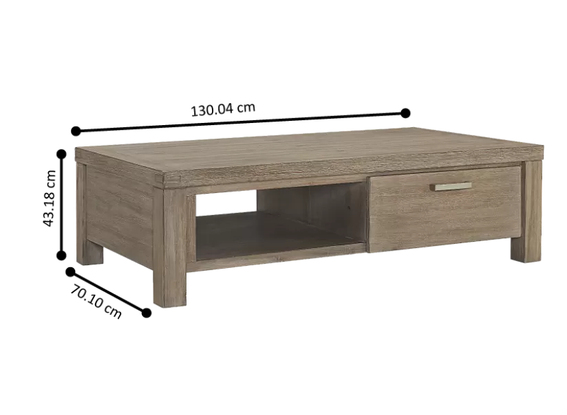 Rectangular Wooden Coffee Table With Drawer - Gaven