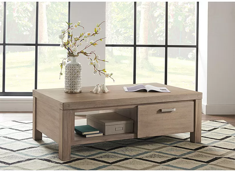 Rectangular Wooden Coffee Table With Drawer - Gaven
