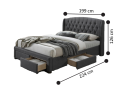 Dark Grey Fabric King Size Bed with 4 Storage Drawers - Ralgan