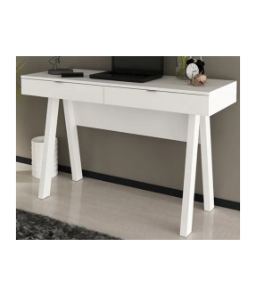 White Wooden Home Office Writing Desk 120cm with 2 drawers - Jeir