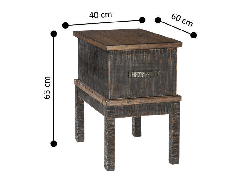 Kanban Wooden Square Side Table with 1 Drawer