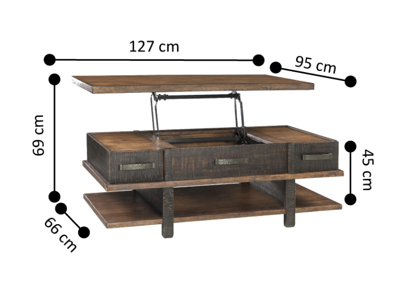 Kanban Lift Top Wooden Rectangular Coffee Table 