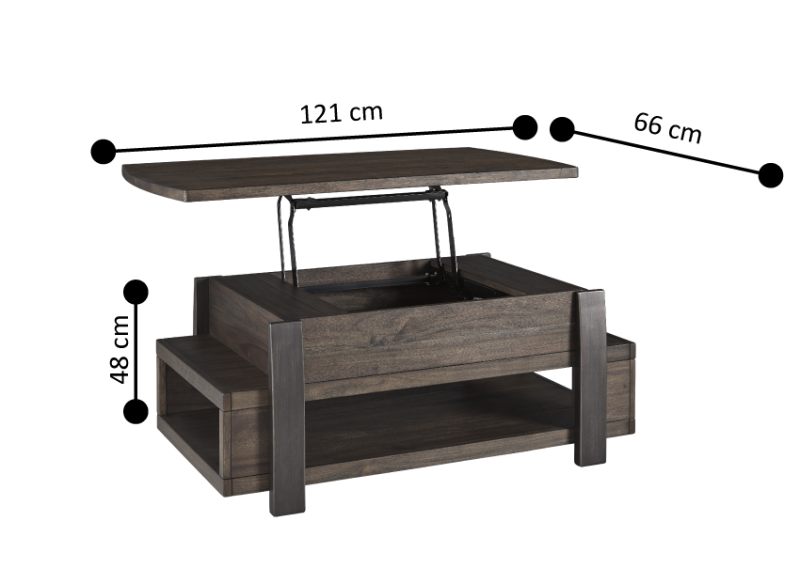 Tambo Lift Top Wooden Rectangular Coffee Table with Storage