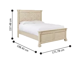 Watsonia Wooden Farmhouse Queen Bed with 2 Bed Side Table