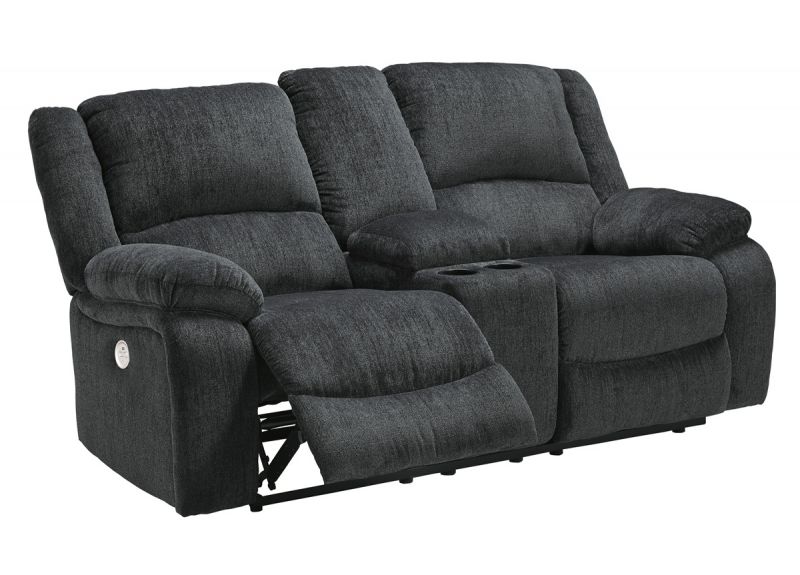 Nalpa 2 Seater American Made Manual Recliner Fabric Sofa with Console - Black