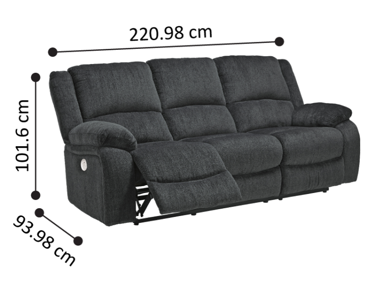 Nalpa 3 Seater American Made Power Recliner Fabric Sofa - Black