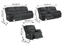Nalpa American Made Power Recliner Fabric Lounge Set ( Armchair + 2 Seater + 3 Seater) - Black