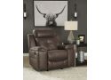 Nathan Faux Leather Rocking Manual Recliner Armchair in Dark Brown