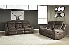 Nathan Faux Leather 3 Seater Manual Recliner in Dark Brown