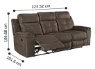 Nathan Faux Leather 3 Seater Manual Recliner in Dark Brown