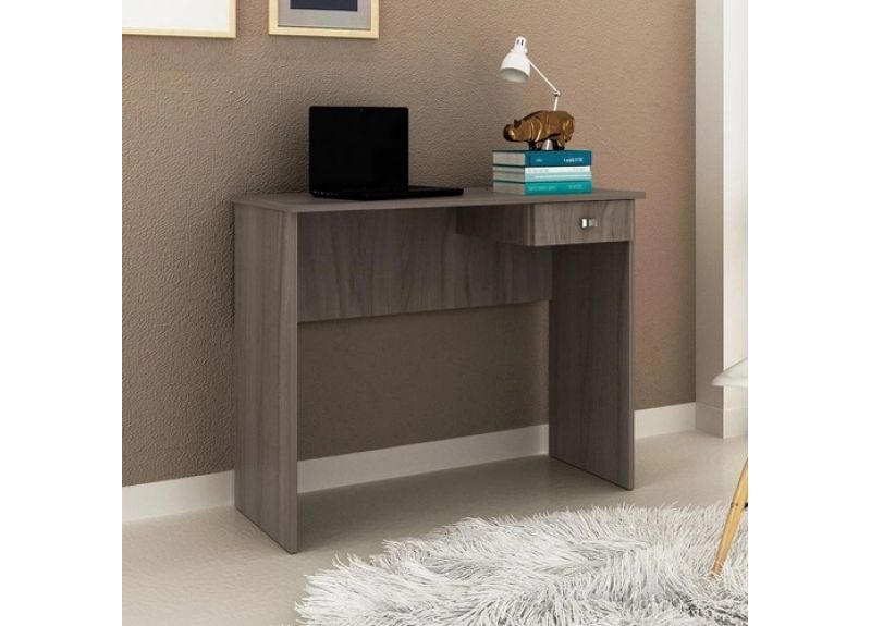 Brown Oak Wooden Home Office Desk 90cm with drawer - Laceby
