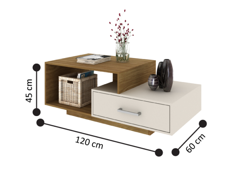 Brown Rectangular Wooden Modern Coffee table with Drawer - Caffey