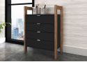 Black Wooden Accent Cabinet 65cm with Drawers - Calga