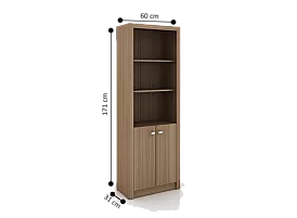 Brown Wooden Bookcase 171cm Height with 3 Shelves - Raven