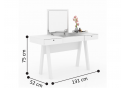 White Vanity Dressing Table 131cm with Mirror and 2 Drawers - Uduc