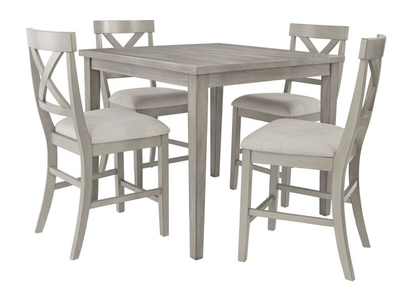 Hobban Wooden Square Dining Table with 4 Barstools