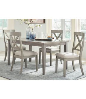 Hobban Wooden Rectangular Dining Table Set with 4 Dining Chairs