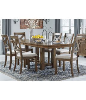 Starling Rectangular Extendable (6 to 8 Seaters) Dining Table Set with 6 Dining Chair