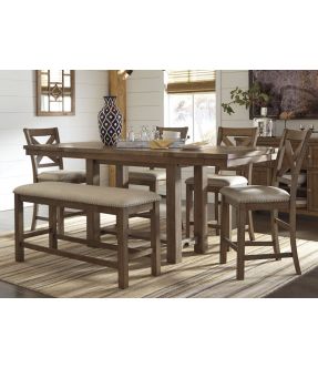 Starling Rectangular Dining Table Set with 4 Chairs + bench