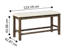 Starling Fabric Upholstered Dining Bench with Foot Bar