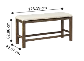 Starling Fabric Upholstered Dining Bench with Foot Bar