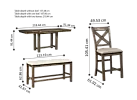 Starling Rectangular Extendable (4 to 8 Seaters) Counter Table Set with 4 Chairs + bench