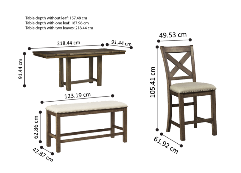 Starling Rectangular Extendable (4 to 6 Seaters) Counter Table Set with 4 Chairs + bench