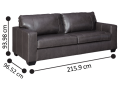 Genuine Leather 3 Seater Grey Sofa - Coburg