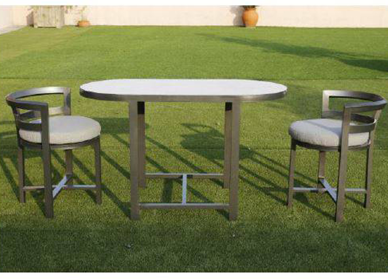 Lambeth Grey Oval Aluminium Outdoor Dining Table with 2 Chairs