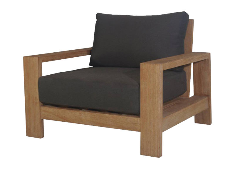 Wooden Outdoor Armchair in Fabric - Bow