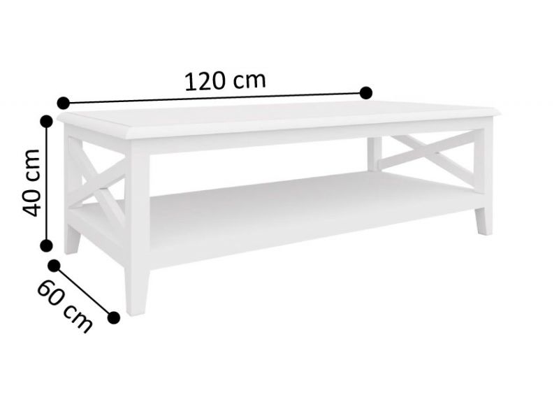 Rectangular Wooden White Coffee Table - Bickley
