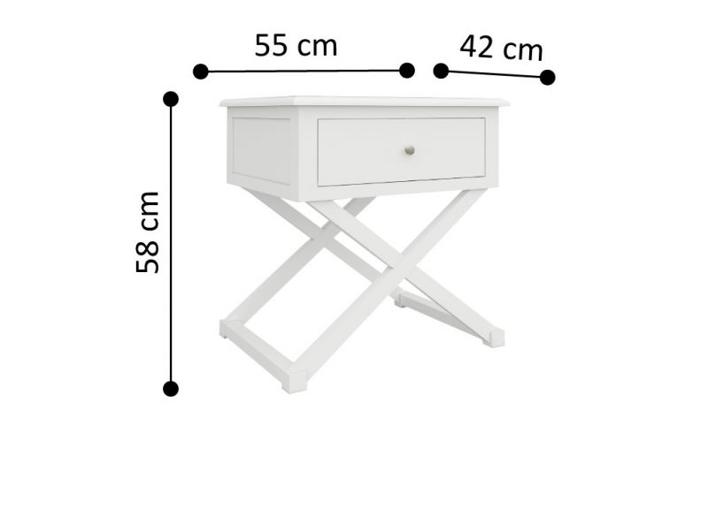 Timber White Side Table with Cross Legs - Bickley