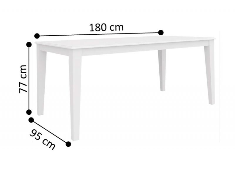 Wooden Rectangular White Dining Table - Bickley