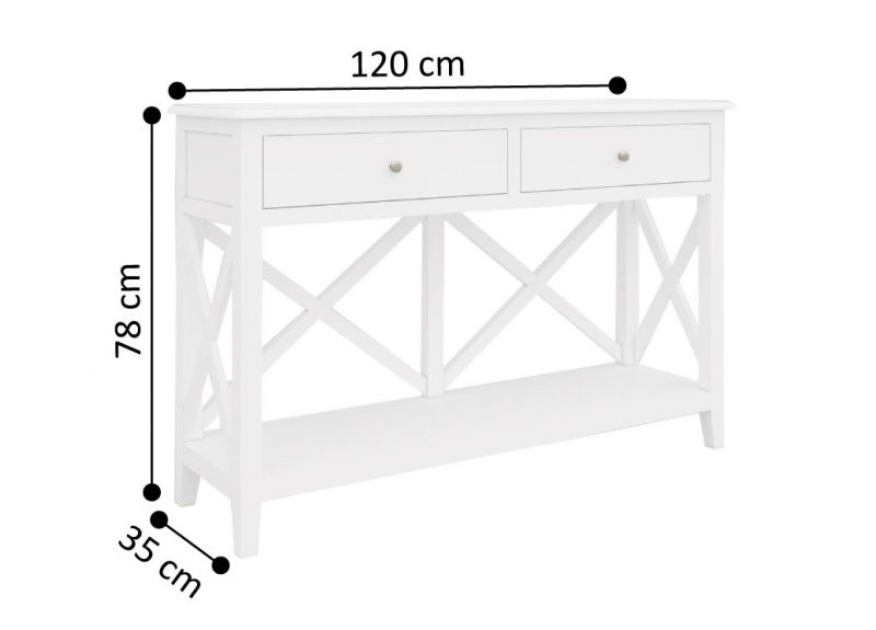 Wooden White Console Table with Drawers - Bickley