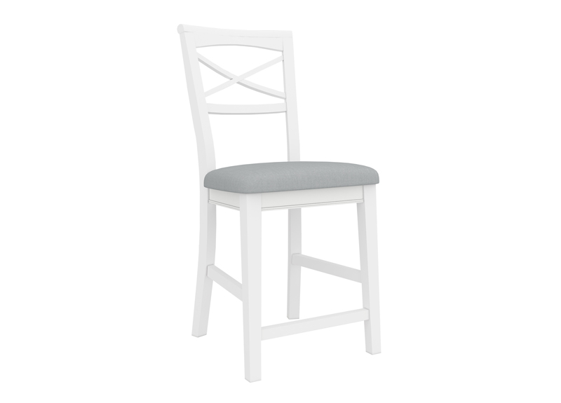 Fabric Upholstered Timber White Bar Stools - Bickley
