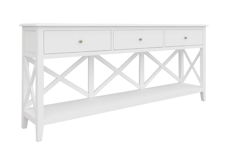 Wooden White Console Table with 3 Drawers - Bickley
