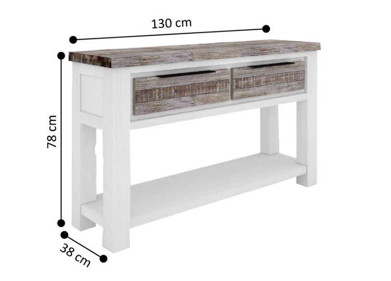Wooden Console Table White with 2 Drawers - Sunbury