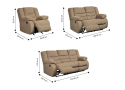 Yonkers Beige Fabric Reclining Lounge Suite Set (2 Seater + 3 Seater + Armchair)