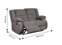 Yonkers Grey 2 Seater Fabric Reclining Sofa 