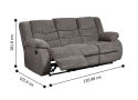 Yonkers Grey 3 Seater Fabric Reclining Sofa 