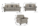 Melbourne Fabric Lounge Suite Set ( Armchair + 2 Seater + 3 Seater )