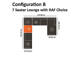 Kenedy 7 Seater Modular Fabric Lounge Suite with Chaise