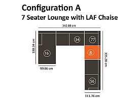 Kenedy 7 Seater Modular Fabric Lounge Suite with Chaise