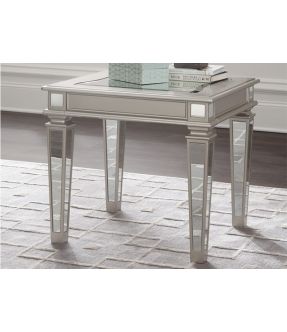 Cheltenham Square Wooden Side Table with Mirrored Glass Top