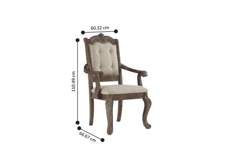Uki Fabric Upholstered Wooden Dining Armchair