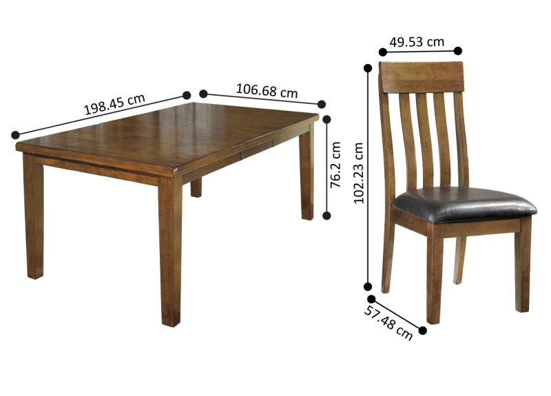 Natasia Rectangular Extendable (4 to 6 Seaters) Dining Table Set with 6 Wooden Chairs