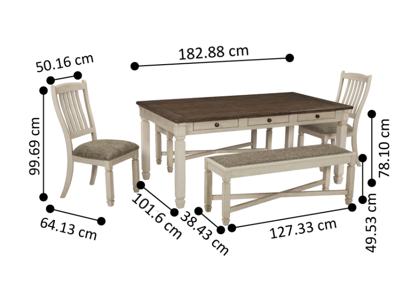 Watsonia Rectangular Dining Table Set with 4 Chairs + bench